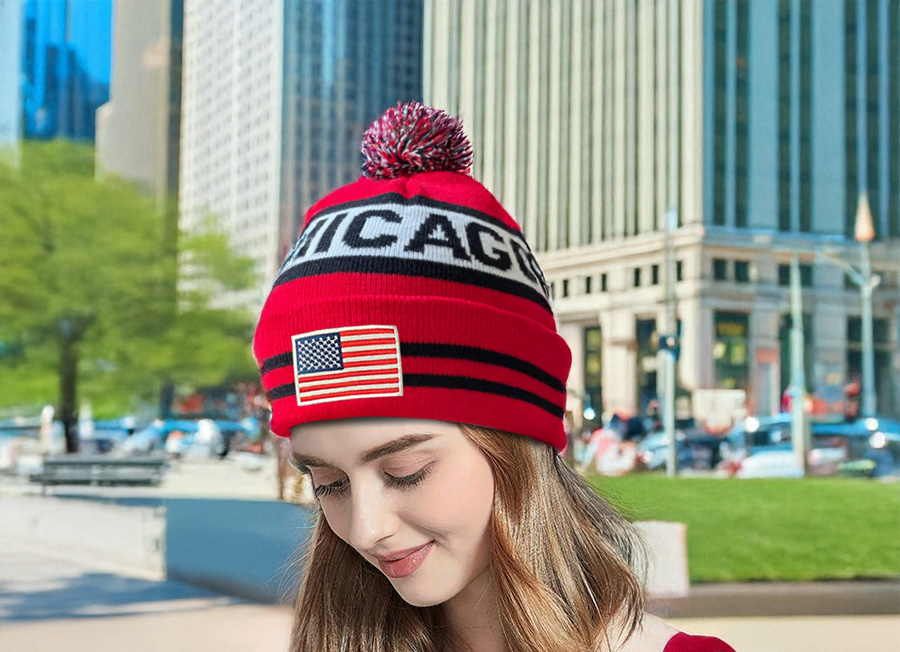 In den USA beliebte bestickte Beanie-M&uuml;tzen aus Chicago
